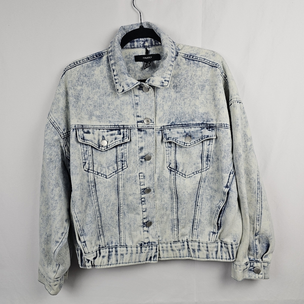 Forever 21 Acid Wash Denim Jacket Y2 80s 90s Style Hipster Retro M